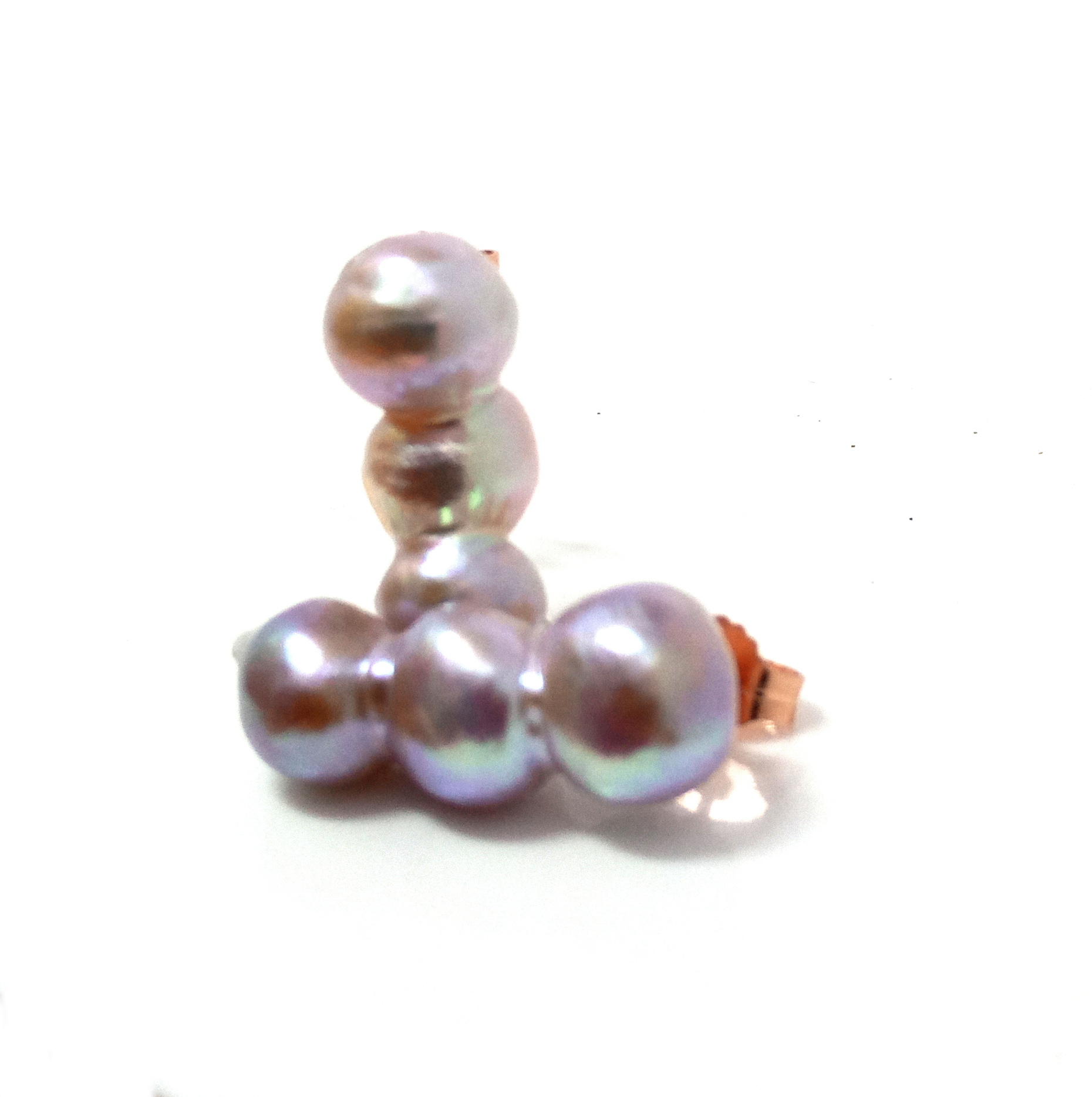 Lilac Triple Conjoined Pearls Earrings